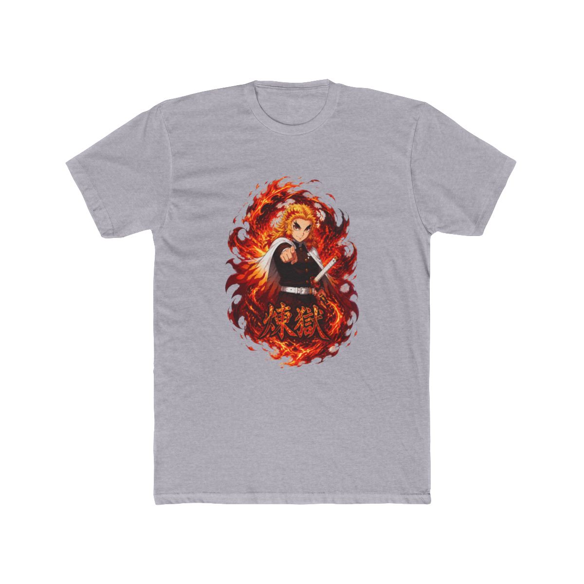 Demon Slayer: Kimetsu No Yaiba Rengoku Flame Dark Wash T Shirt - alternate angle 3, merchandise