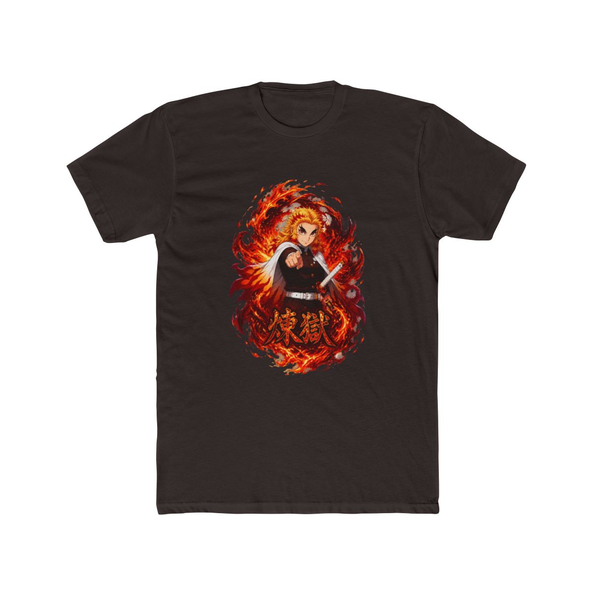 Demon Slayer: Kimetsu No Yaiba Rengoku Flame Dark Wash T Shirt - alternate angle 2, merchandise