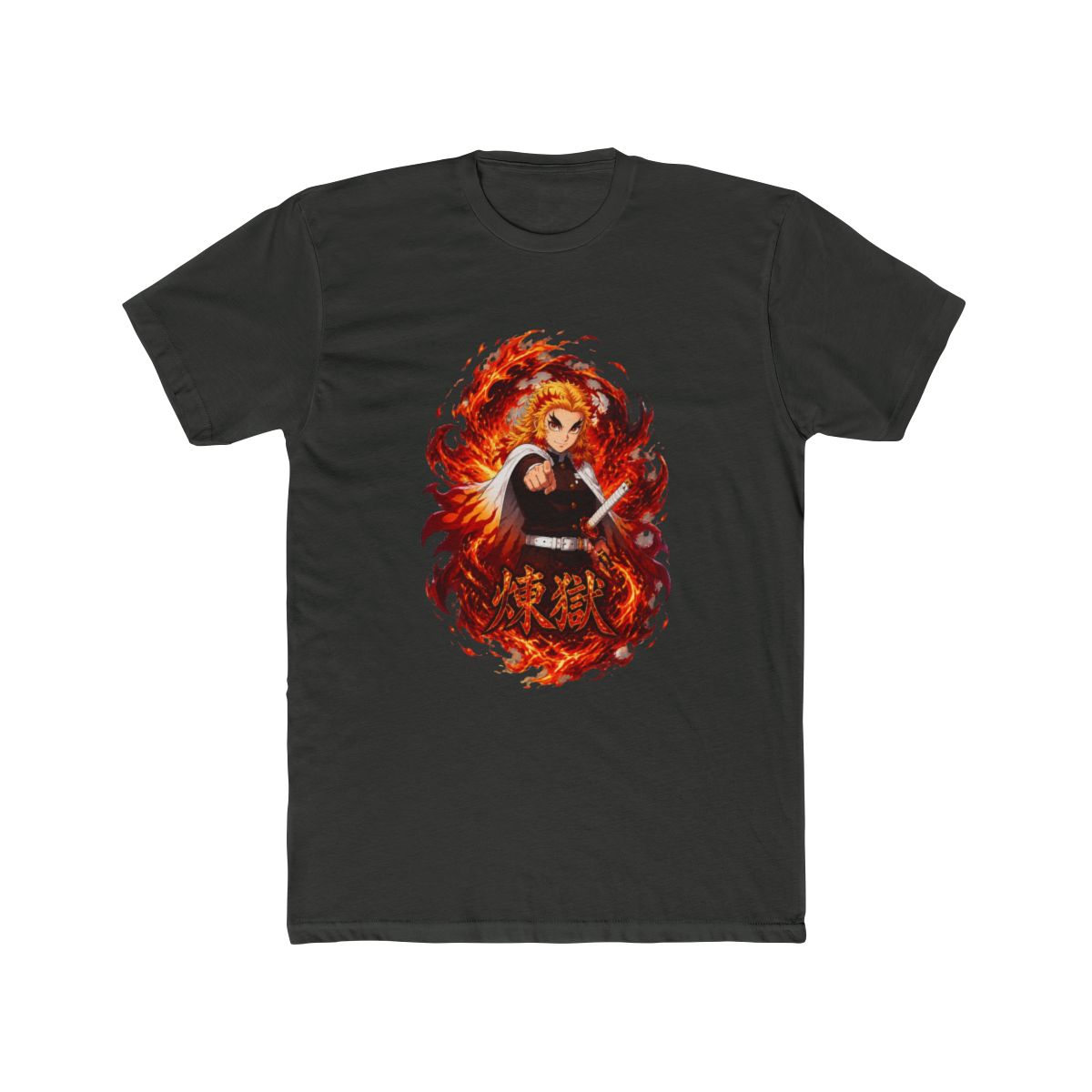 Demon Slayer: Kimetsu No Yaiba Rengoku Flame Dark Wash T Shirt - alternate angle 4, merchandise