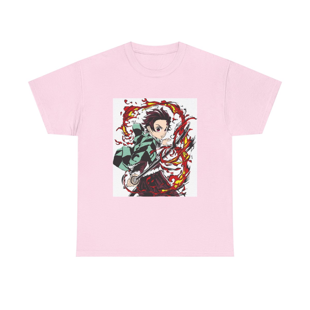 Flaming Demon Slayer Pattern T-Shirt | Anime Sword Hero Tee Demon Slayer - alternate angle 3, merchandise