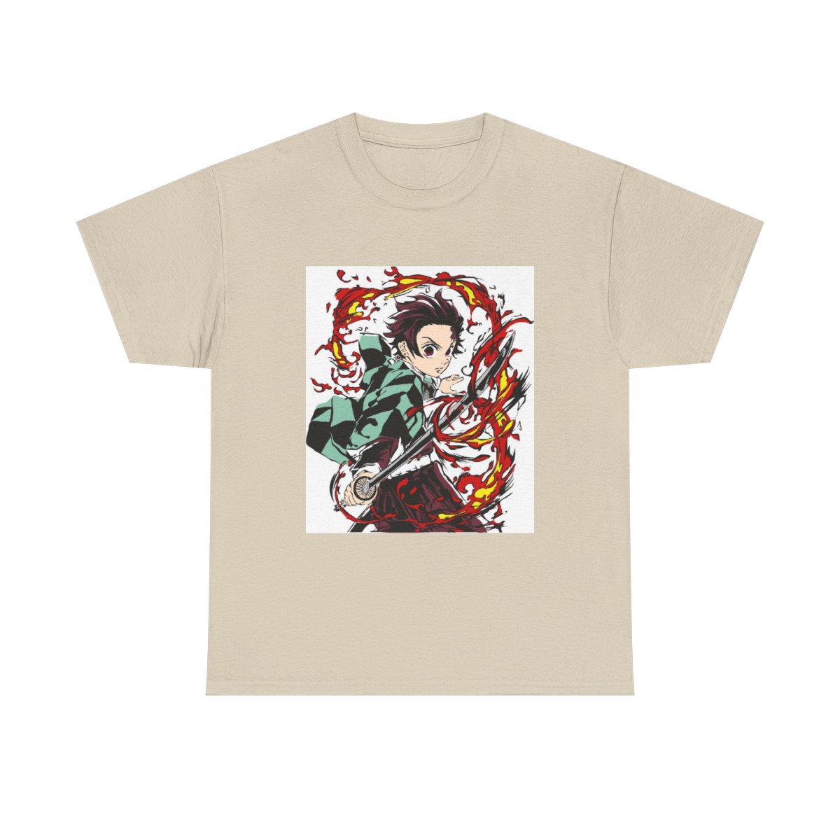 Flaming Demon Slayer Pattern T-Shirt | Anime Sword Hero Tee Demon Slayer - alternate angle 4, merchandise