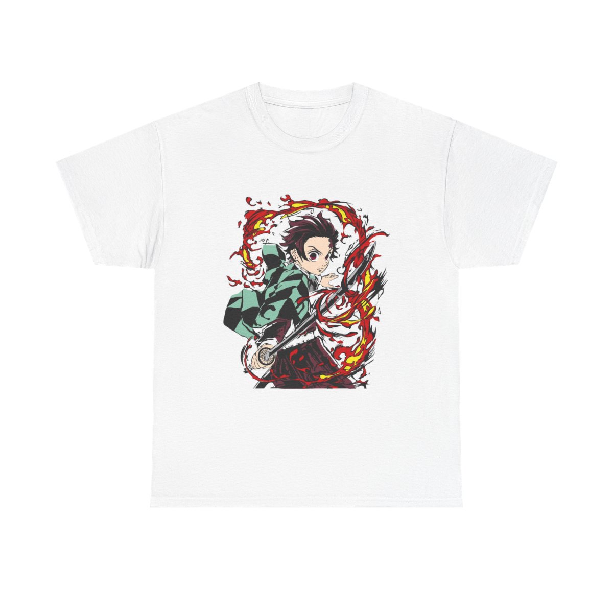 Flaming Demon Slayer Pattern T-Shirt | Anime Sword Hero Tee Demon Slayer - alternate angle 5, merchandise