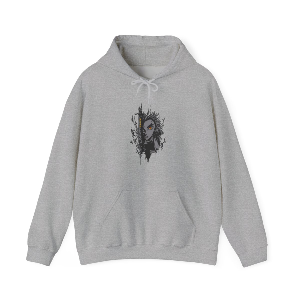 Kyojuro Rengoku Flame Hashira Demon Slayer Grey Hoodie - alternate angle 3, merchandise