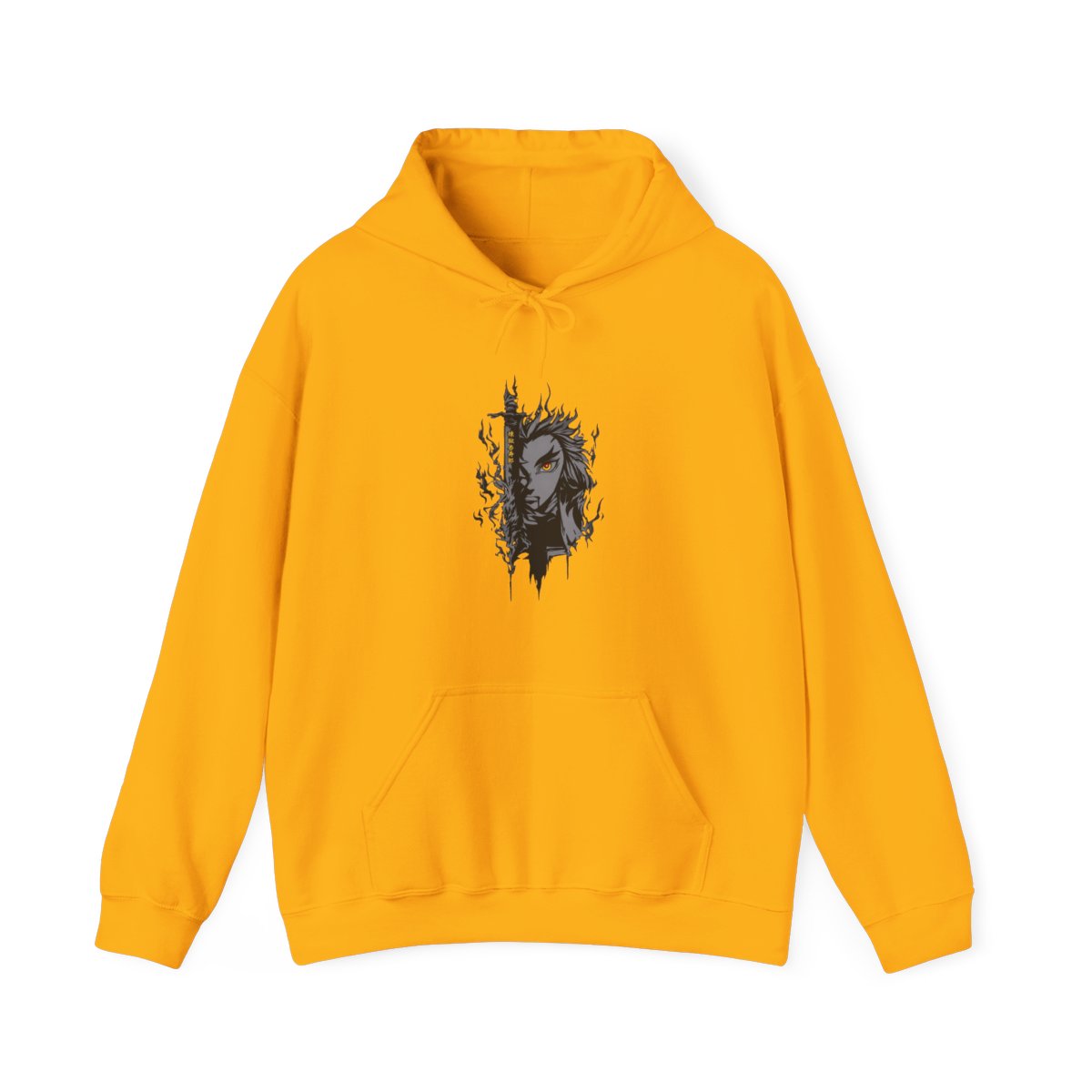 Kyojuro Rengoku Flame Hashira Demon Slayer Grey Hoodie - alternate angle 2, merchandise
