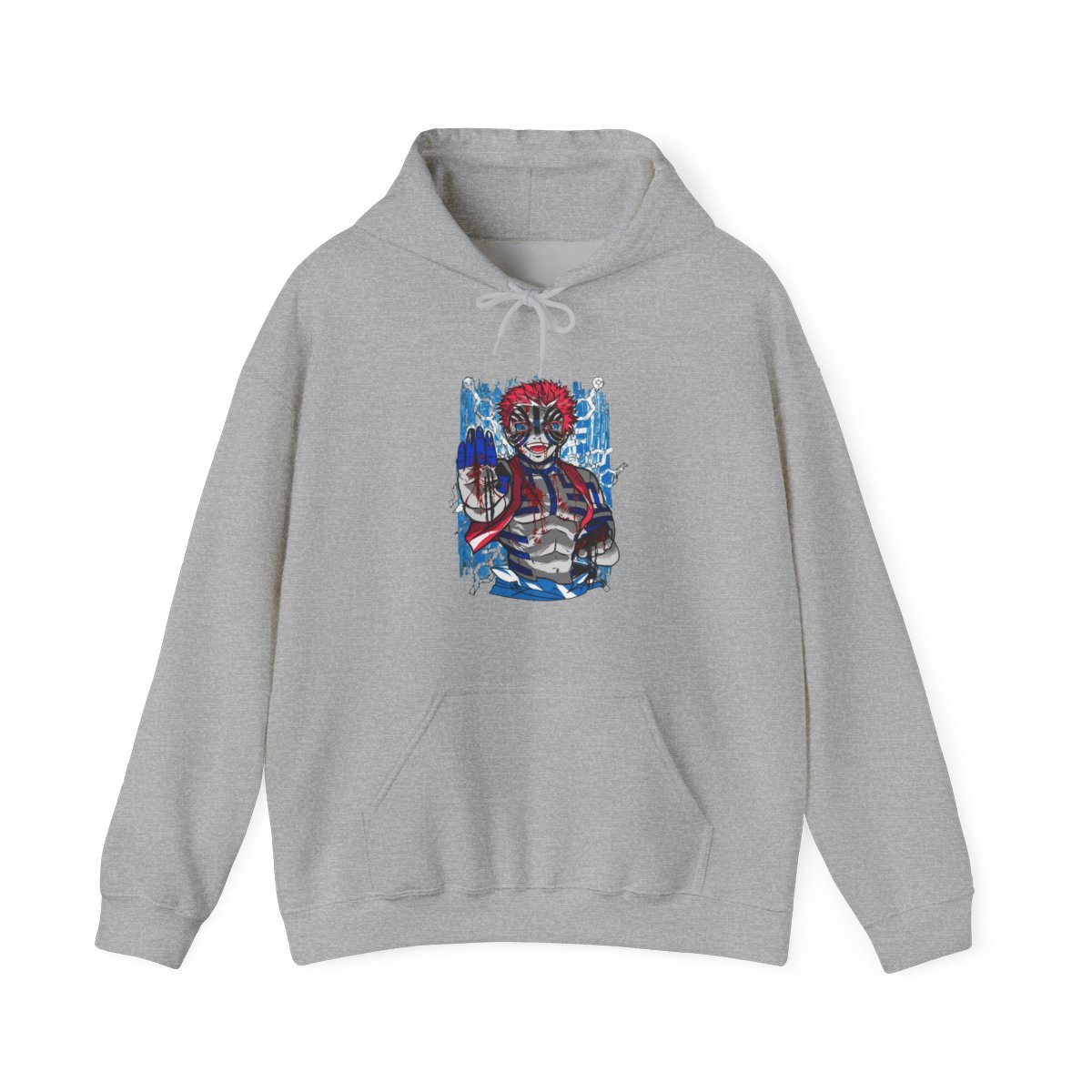 Akaza Demon Slayer Hoodie Upper Moon Zero Form - alternate angle 2, merchandise