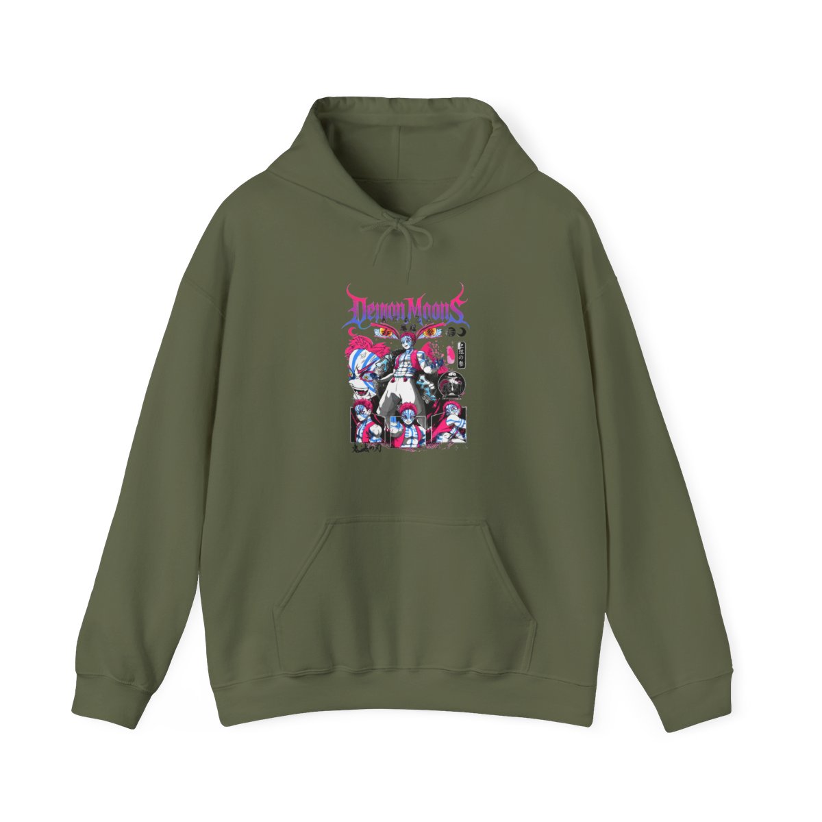 Akaza Demon Slayer Hoodie Upper Moon Rage Mark - alternate angle 5, merchandise